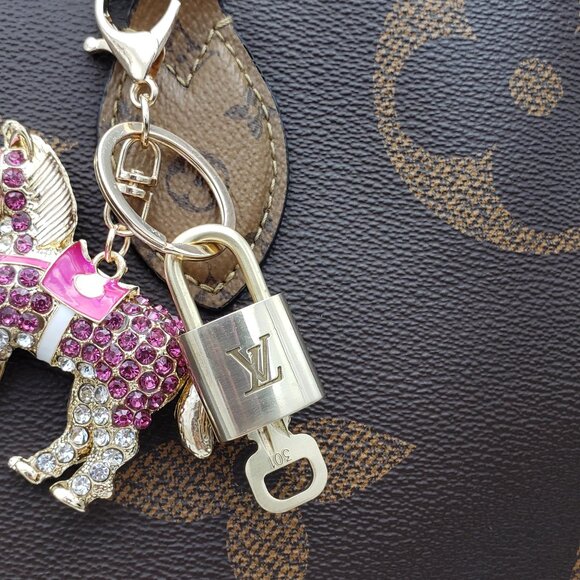 Authentic Louis Vuitton Lock & Key with Unbranded Horse Charm, Keychain